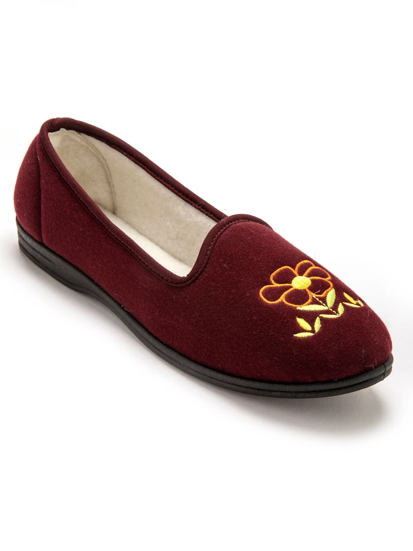 Ballerines brodées fleur largeur confort