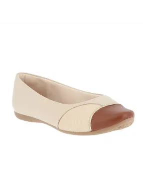 ballerines confort spécial hallux valgus cuir et textile beige et marron sans hauteur