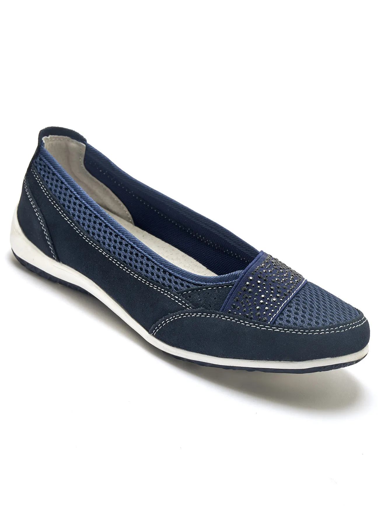 Ballerines cuir et textile aéré