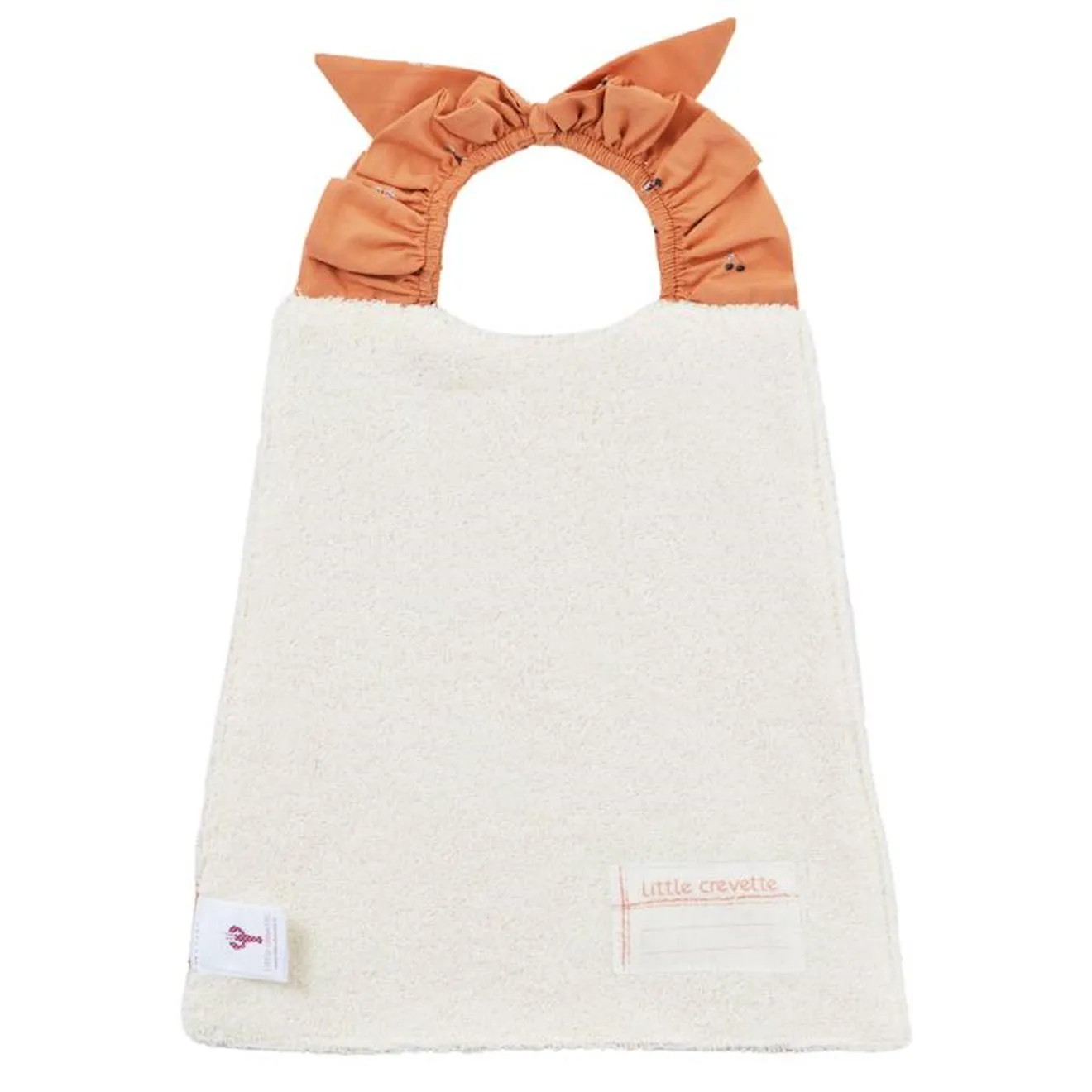 Bavoir élastiqué coton bio* Griotte orange - Little Crevette