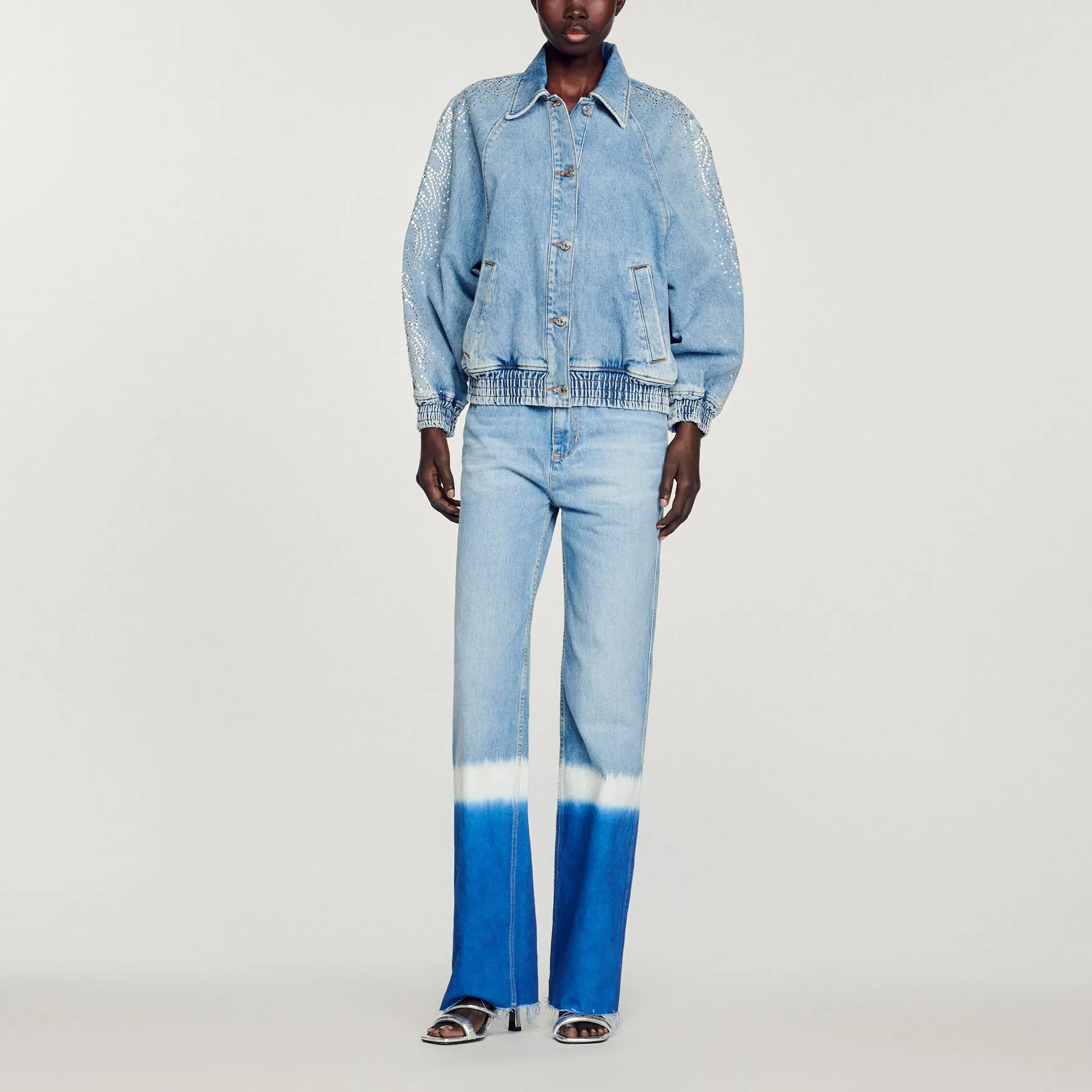 Blouson en jean orné de strass