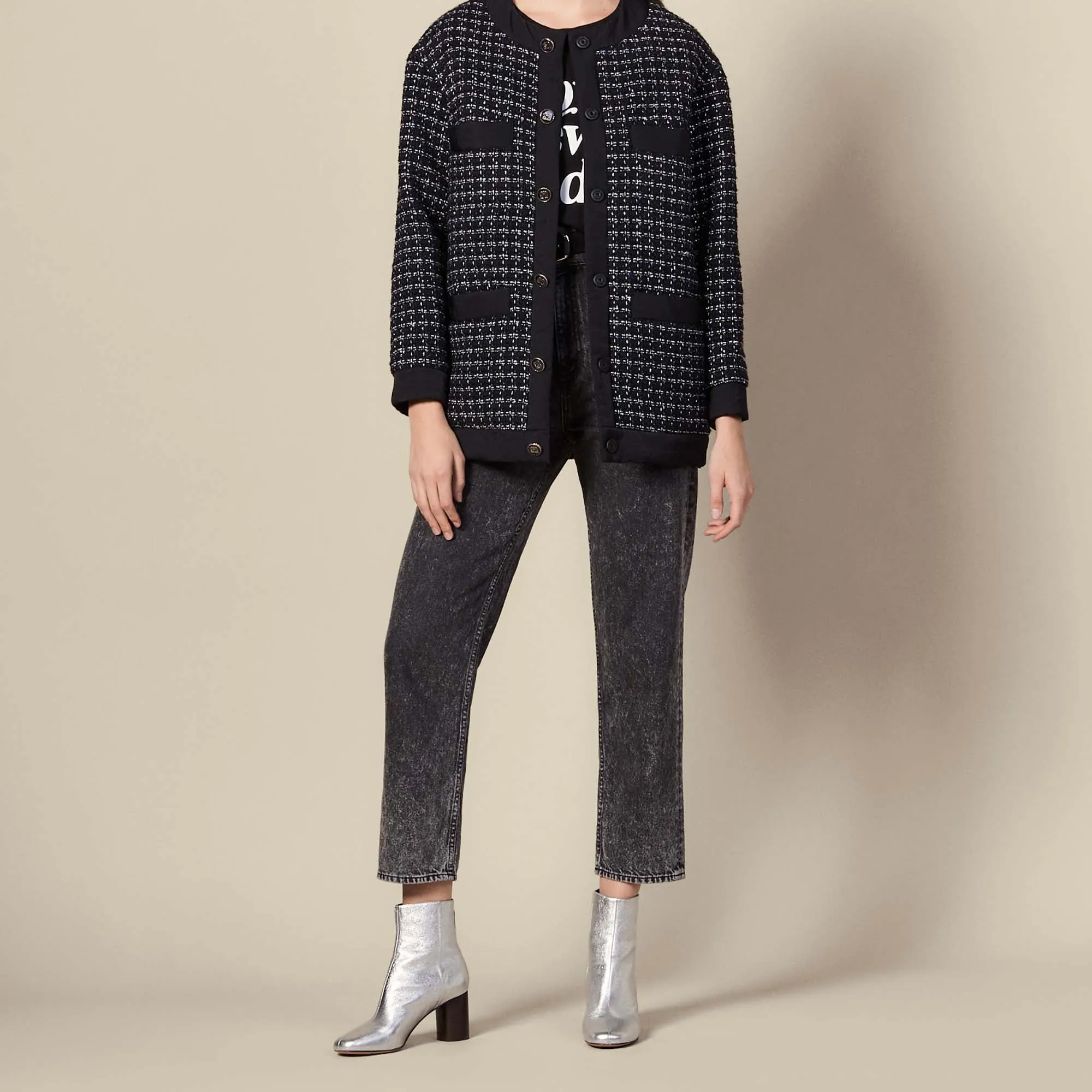 Blouson over size en tweed matelassé
