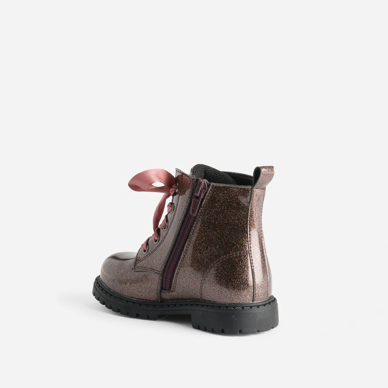 Boots à lacet BUGGY rose pailleté à lacet ruban - Boots Enfant | ERAM