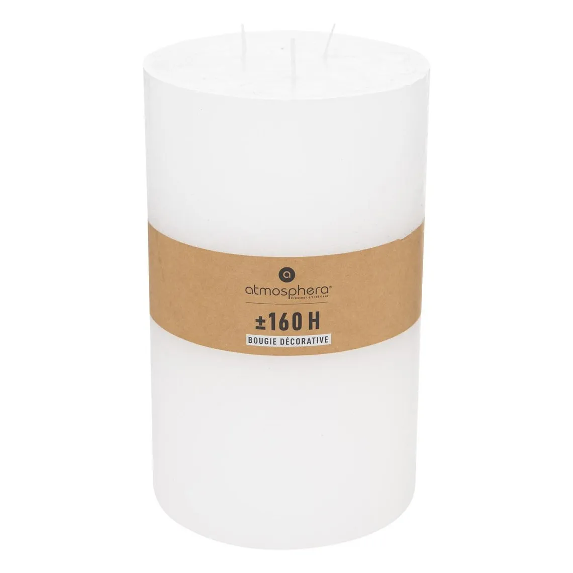Bougie cylindrique rustique blanc H23voir | 3 Suisses
