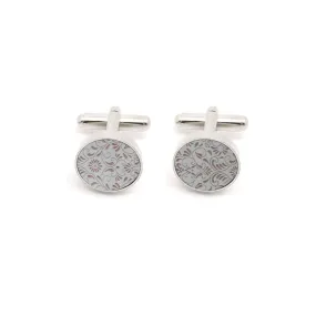 Boutons de manchette Les Ateliers Grège Cérémonie Jacquard Gris Mordoré