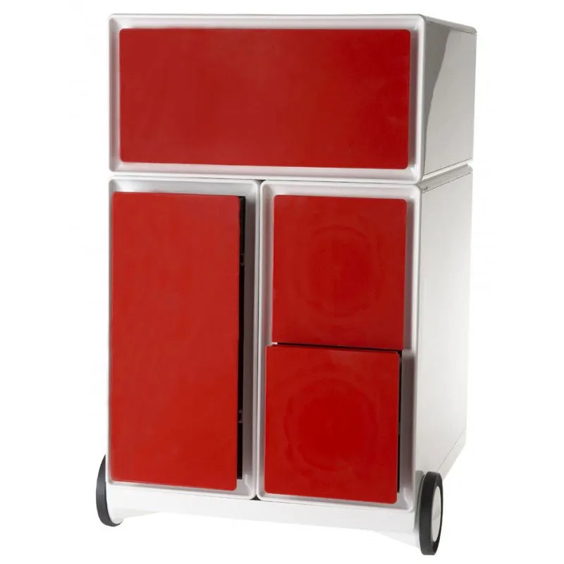 Caisson de rangement Box Fonctionnel - Blanc/Rouge