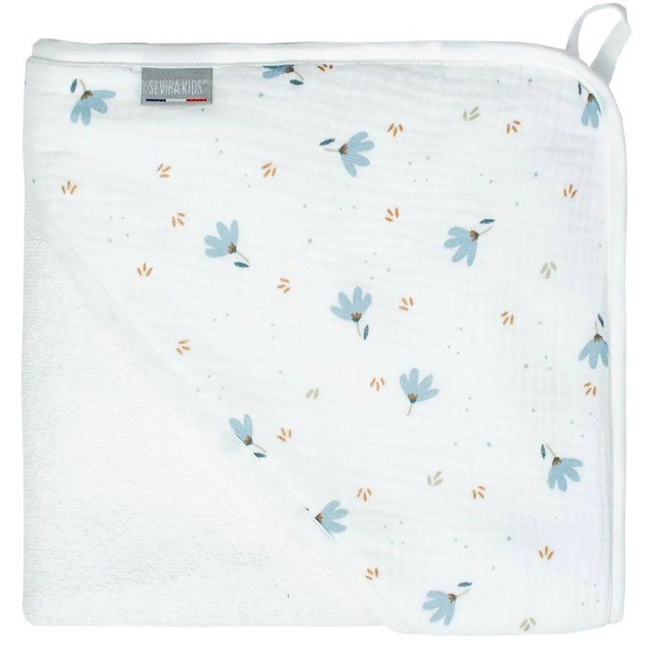 Cape de bain en coton et bambou pour bébé - Sevira Kids - Collection Bleuet blanc - Sevira Kids