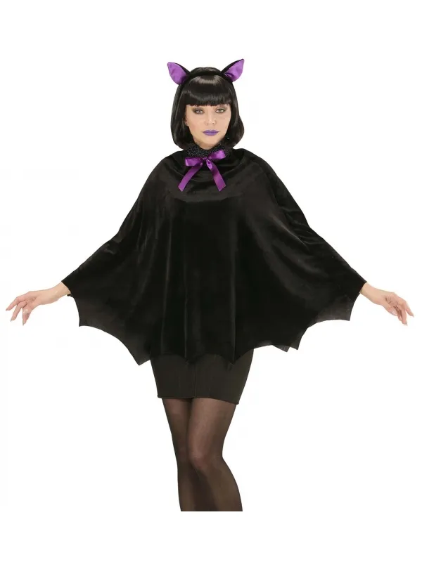 Cape et oreilles de chauve souris femme pour halloween