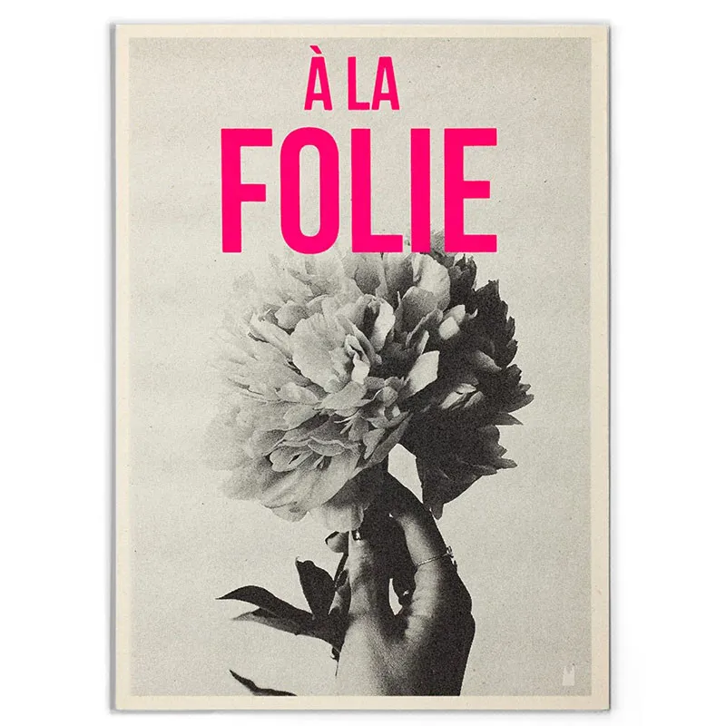 CARTE KENCRE - A LA FOLIE, SERIGRAPHIE NOIR/ROUGE VIF-  littlecasba.com