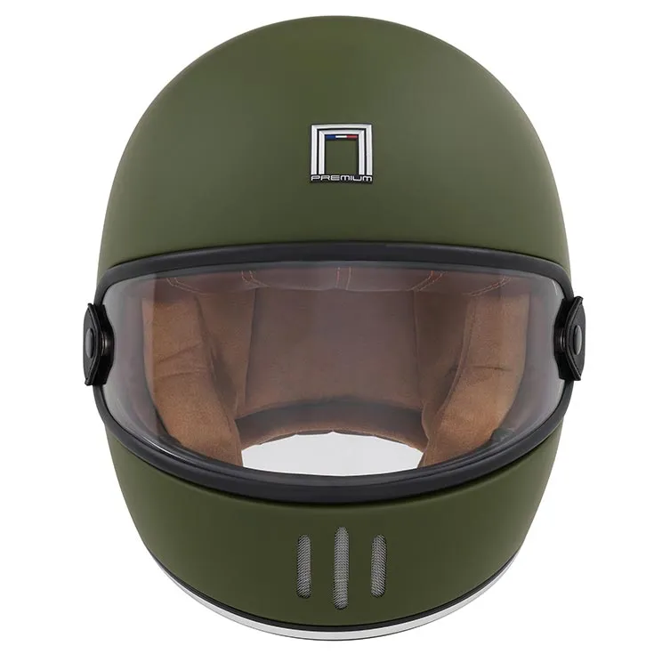 Casque Nox Premium Rage kaki mat, casque intégral vintage