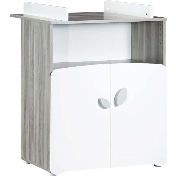 Chambre bébé trio Leaf: lit 120x60, commode à langer et armoire - Babyprice - Blanc