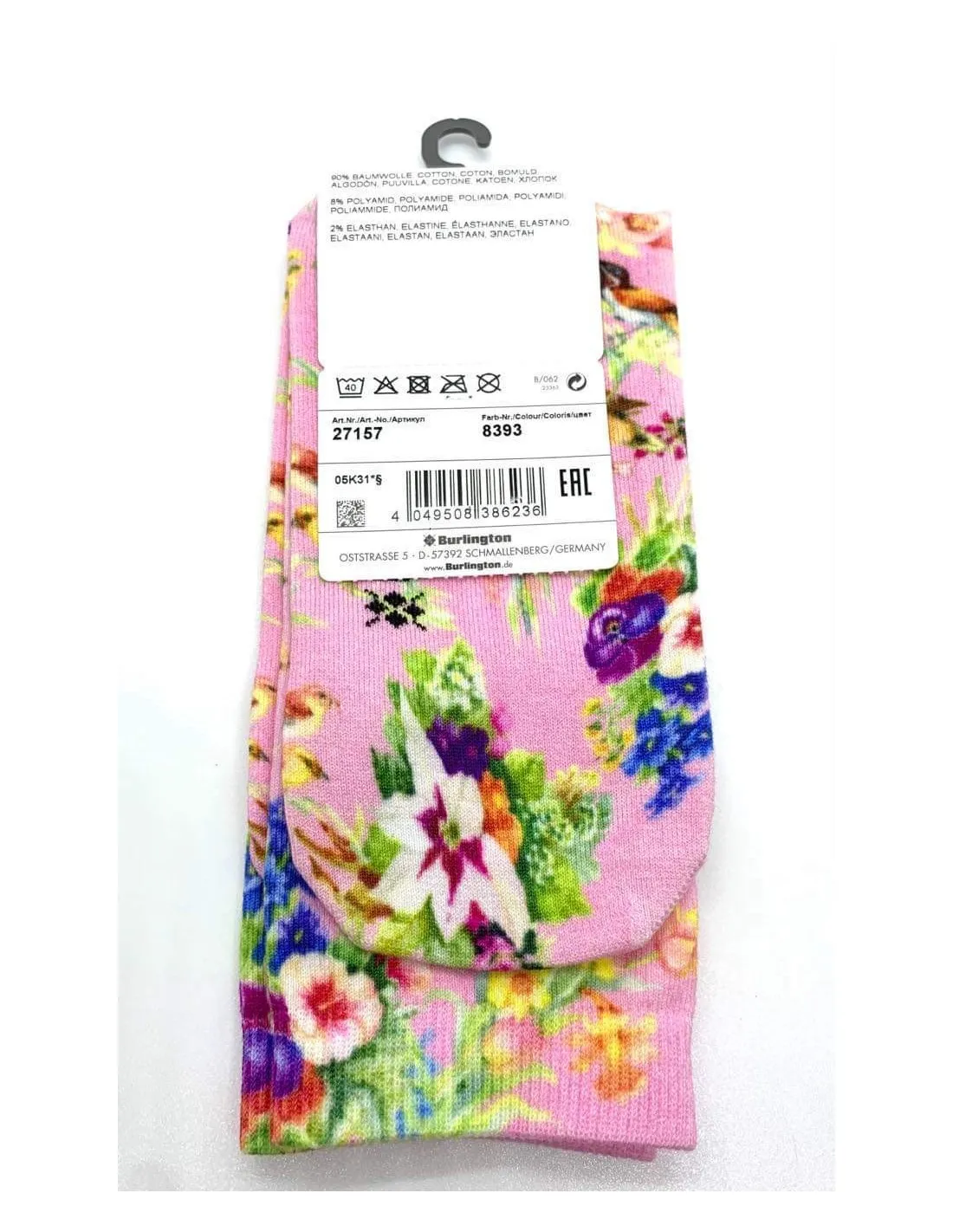 Chaussettes Oiseaux/Fleurs Burlington Fashion 27157 Rose