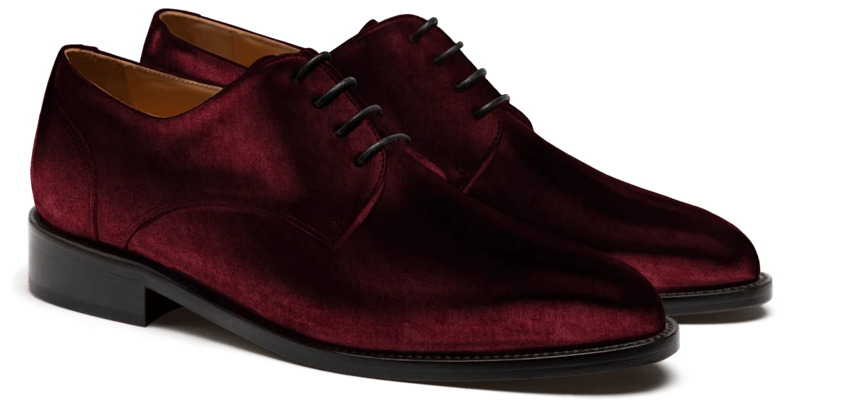 Chaussures de villes Derby en velours bordeaux