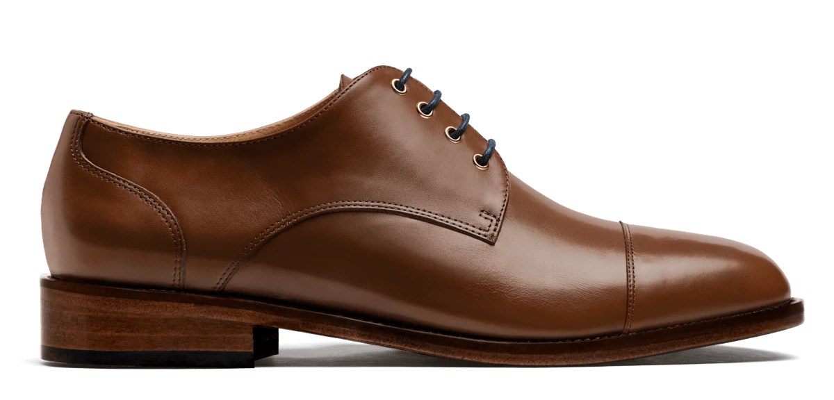 Chaussures Derby à bout droit en cuir marron