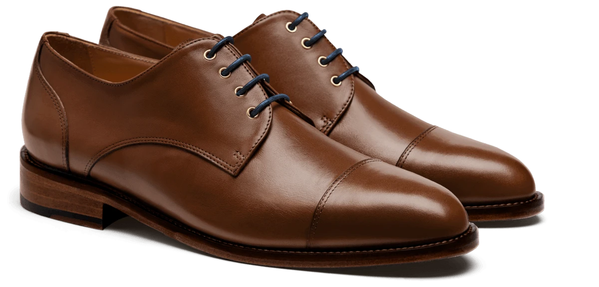 Chaussures Derby à bout droit en cuir marron