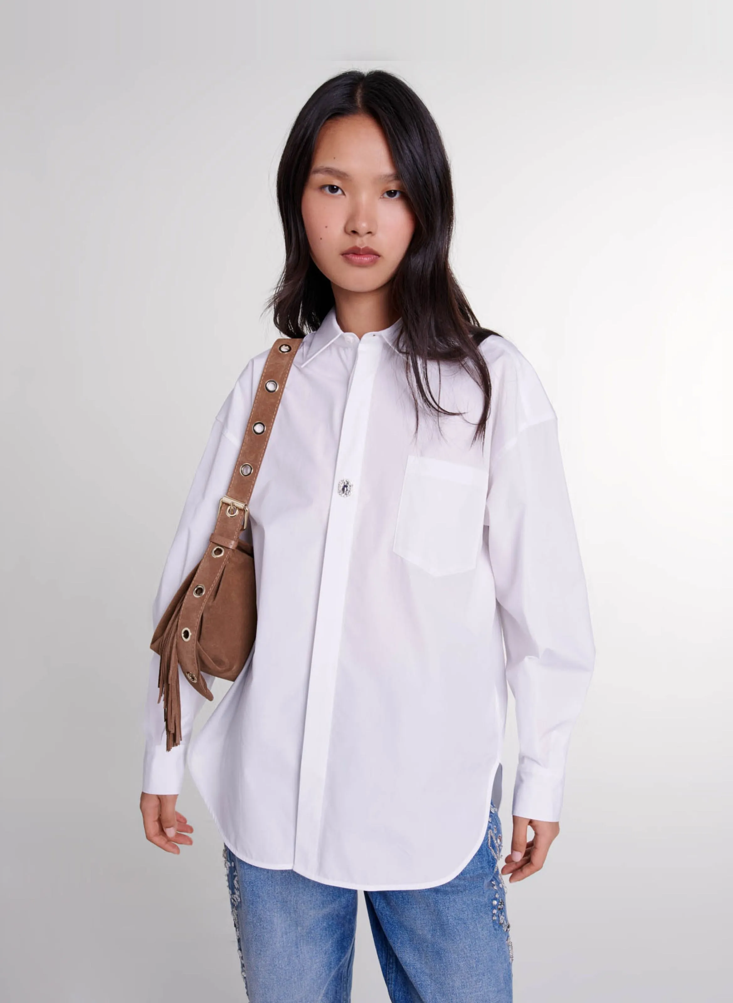 CHEMISE OVERSIZE COL CLASSIQUE EN COTON - MAJE pour FEMME | Printemps