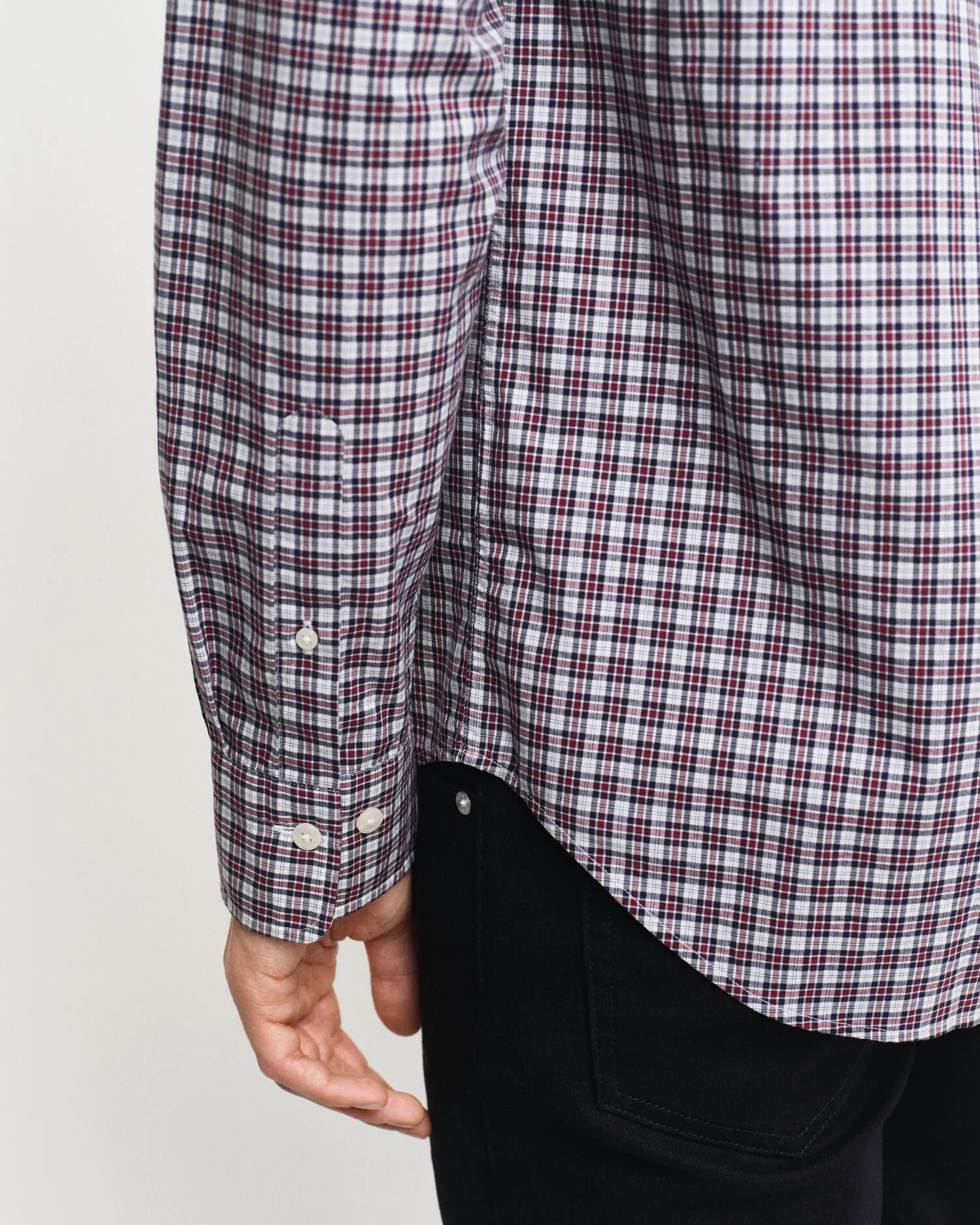 Chemise regular fit en popeline à petits carreaux