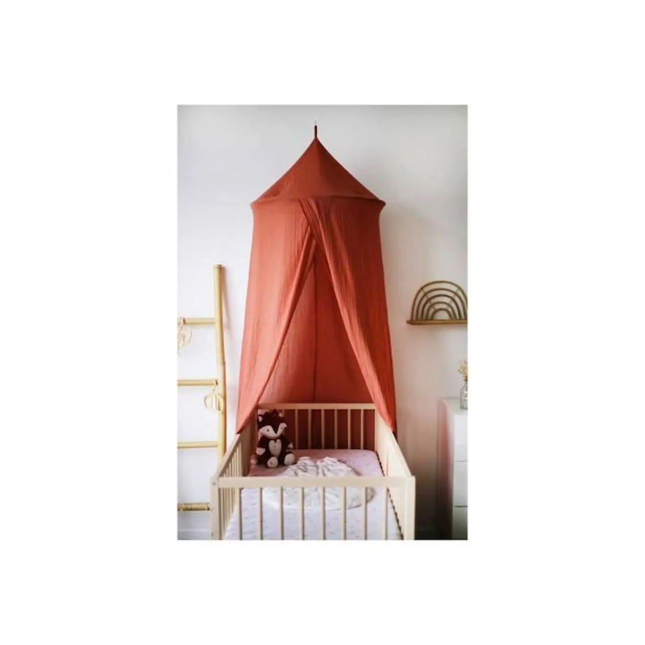Ciel De Lit Trois Kilos Sept - 60x260 Cm - Pour Bébé - En Polyester et Coton rouge - Trois Kilos Sept