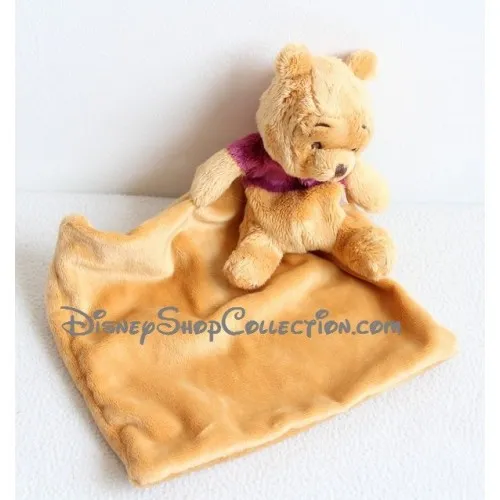 Doudou mouchoir Winnie l\\\'ourson DISNEY NICOTOY orange bordeaux mou...