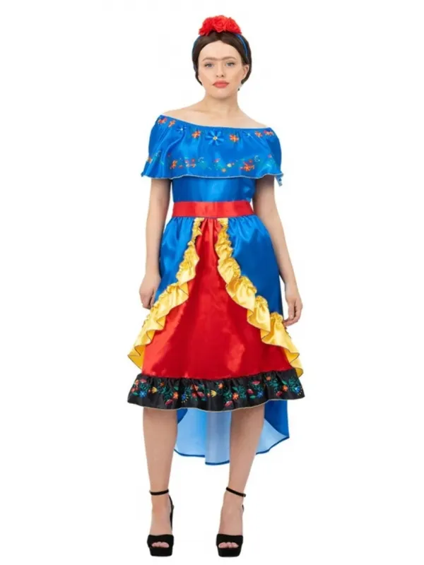 Déguisement Frida Kahlo Femme : Robe Colorée et Coiffe Élégante