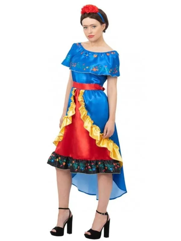 Déguisement Frida Kahlo Femme : Robe Colorée et Coiffe Élégante