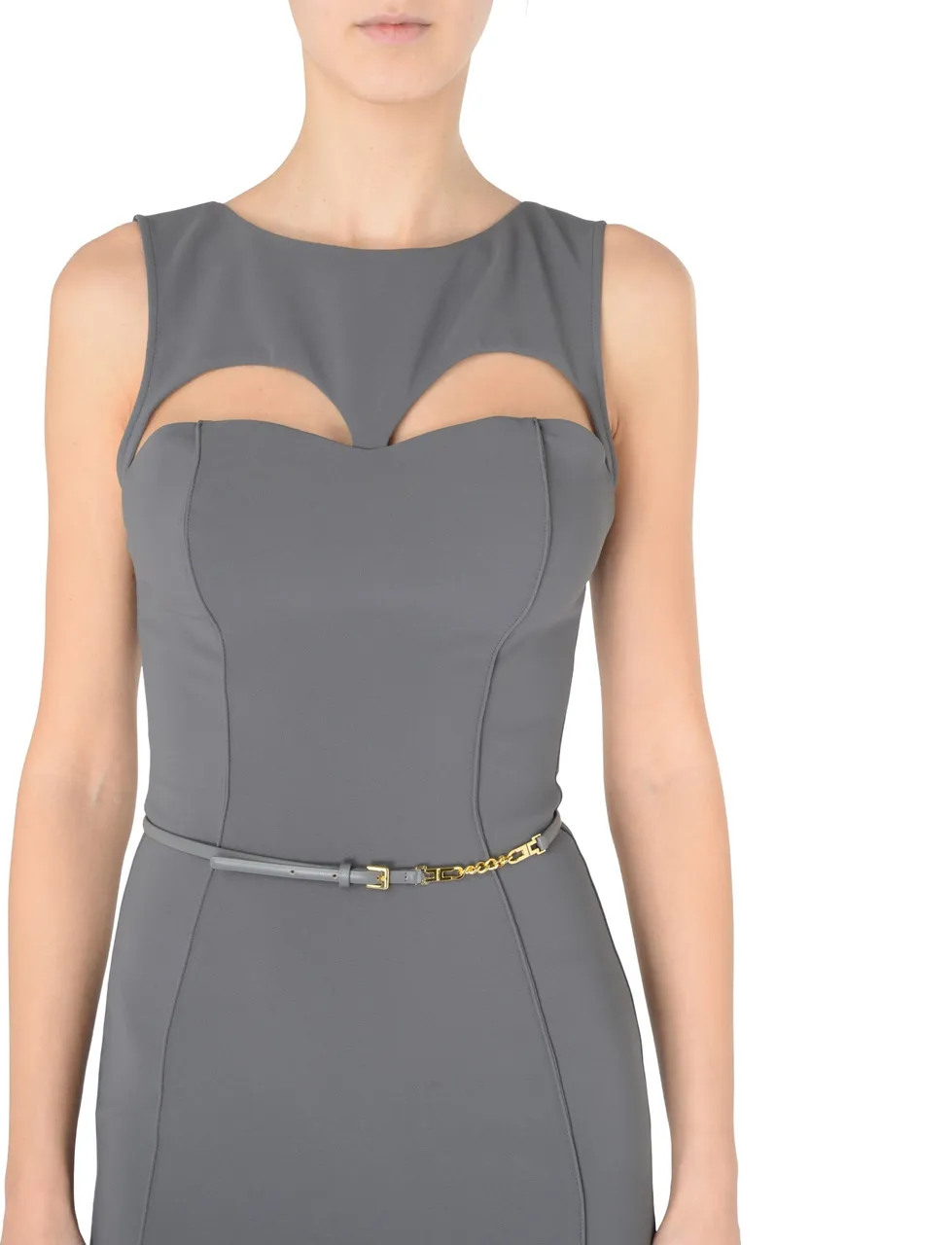 Elisabetta Franchi Robe midi découpée gris
