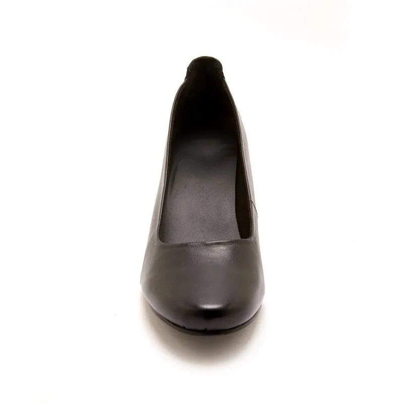 Escarpins grande largeur en cuir - noir