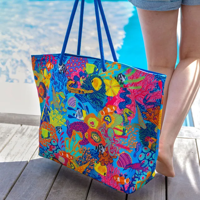 Grand cabas de plage - Beach Bag - Récif - Pylones