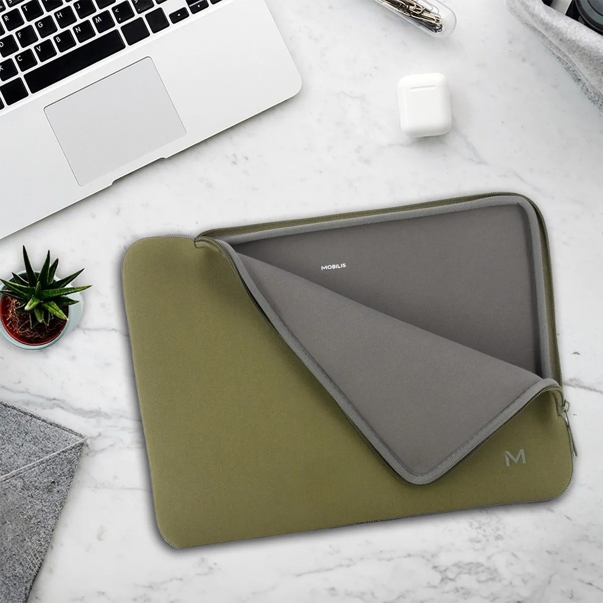 Housse pour ordinateur portable jusqu'à 14'' - Kaki & Gris - Skin