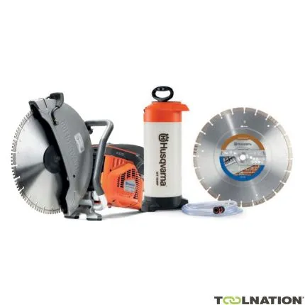 Husqvarna PowercutterK970400mmset K970 Motor cutter 400 mm + Réservoir d'eau + Lame de scie diamantée Tacti-Cut S50 Plus