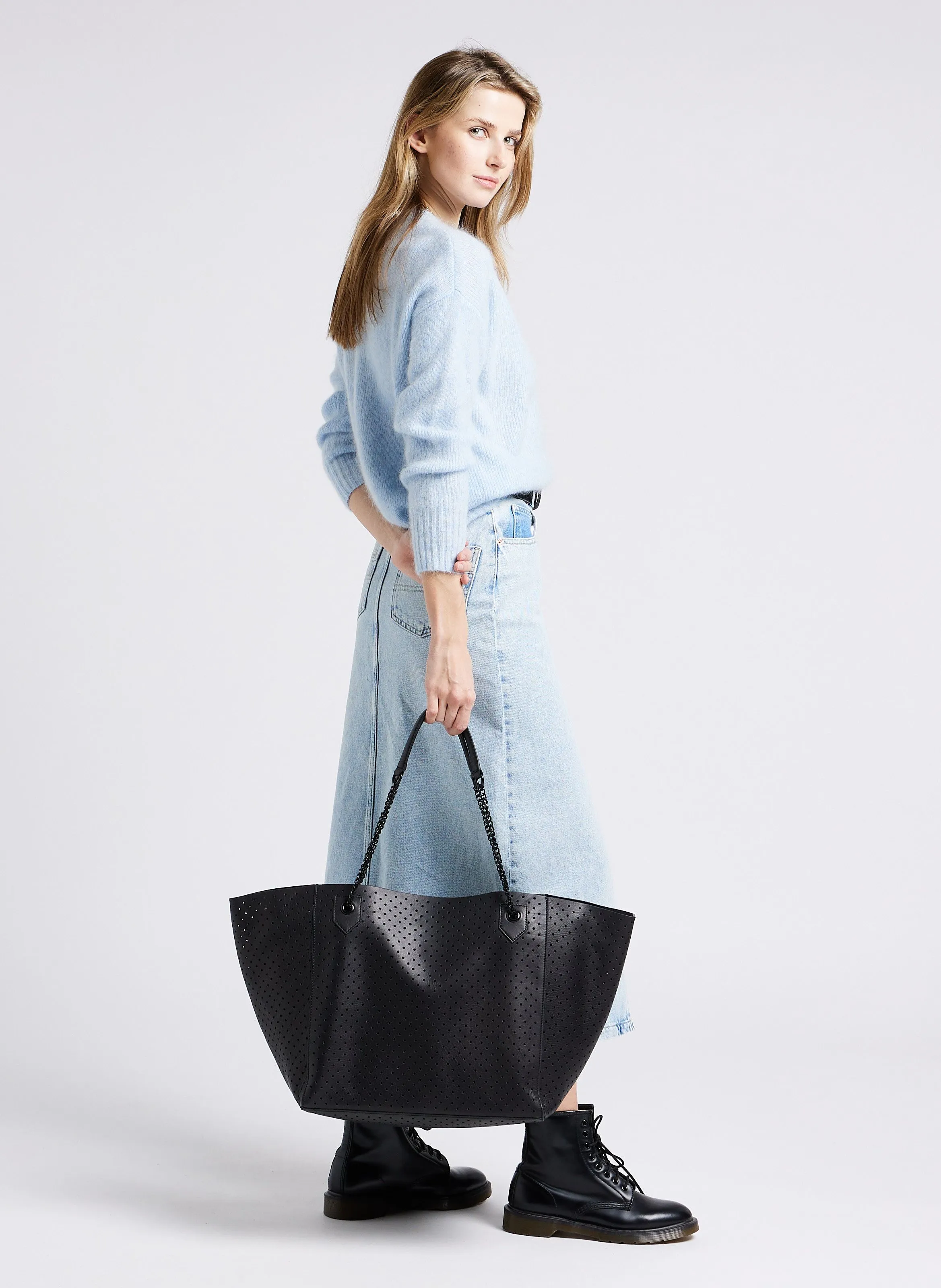 IKKS  Grand cabas perforé en cuir - Noir