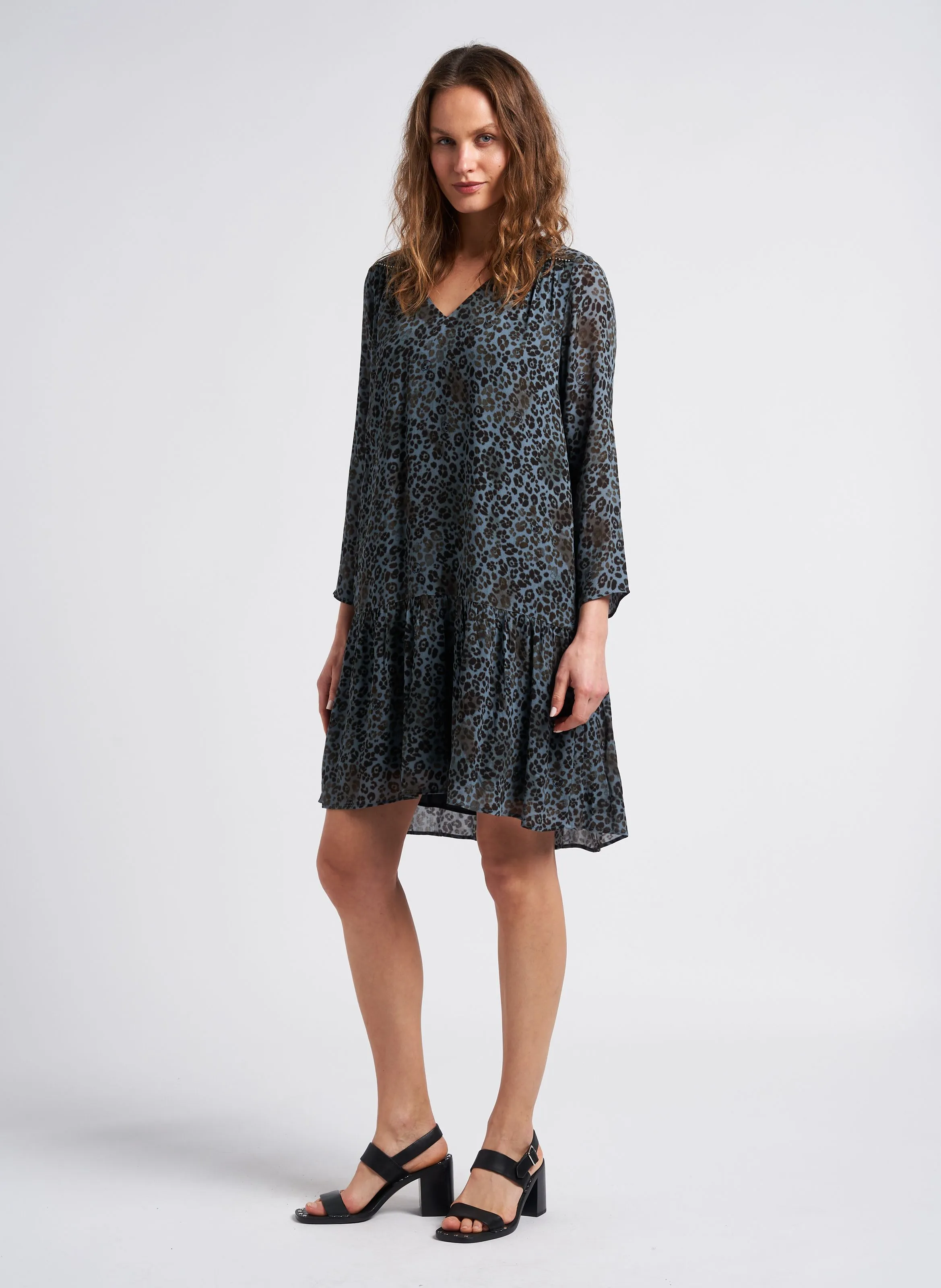 IKKS  Robe courte col v - Bleu