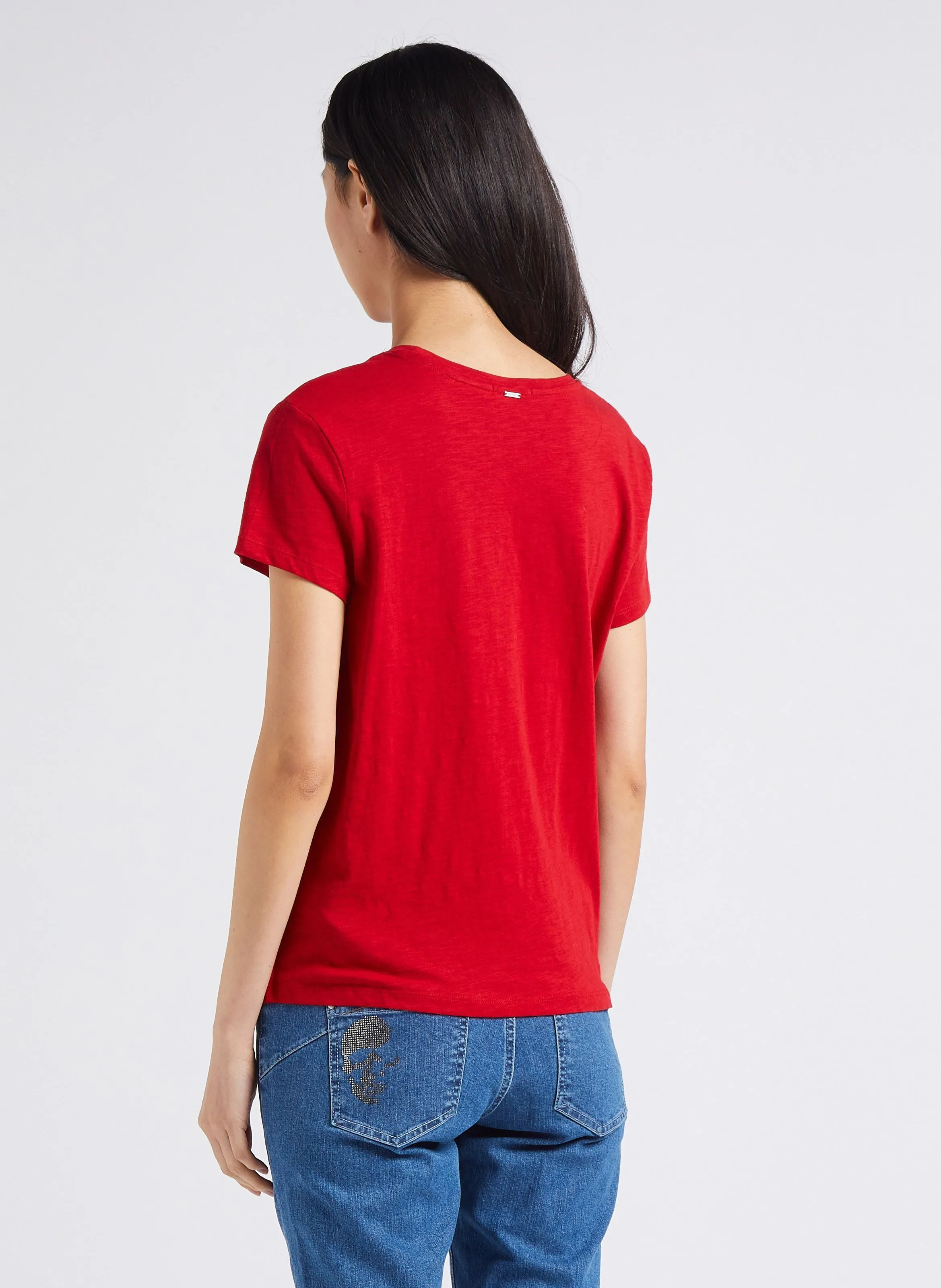 IKKS  Tee-shirt droit col rond en coton - Rouge