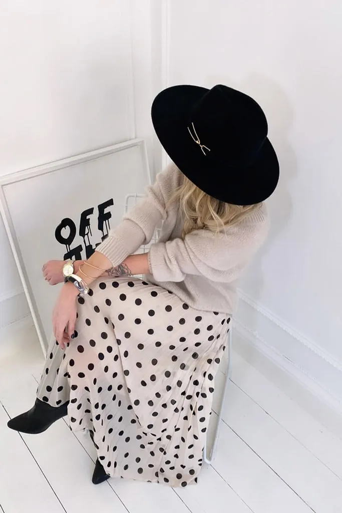 Jupe longue plissée à pois