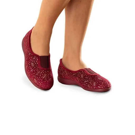 Les ballerines élastiquées pois dorés