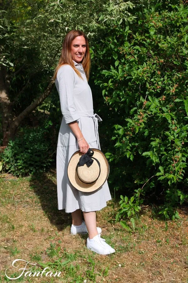 Les Filles d'ailleurs Robe en coton gris R966