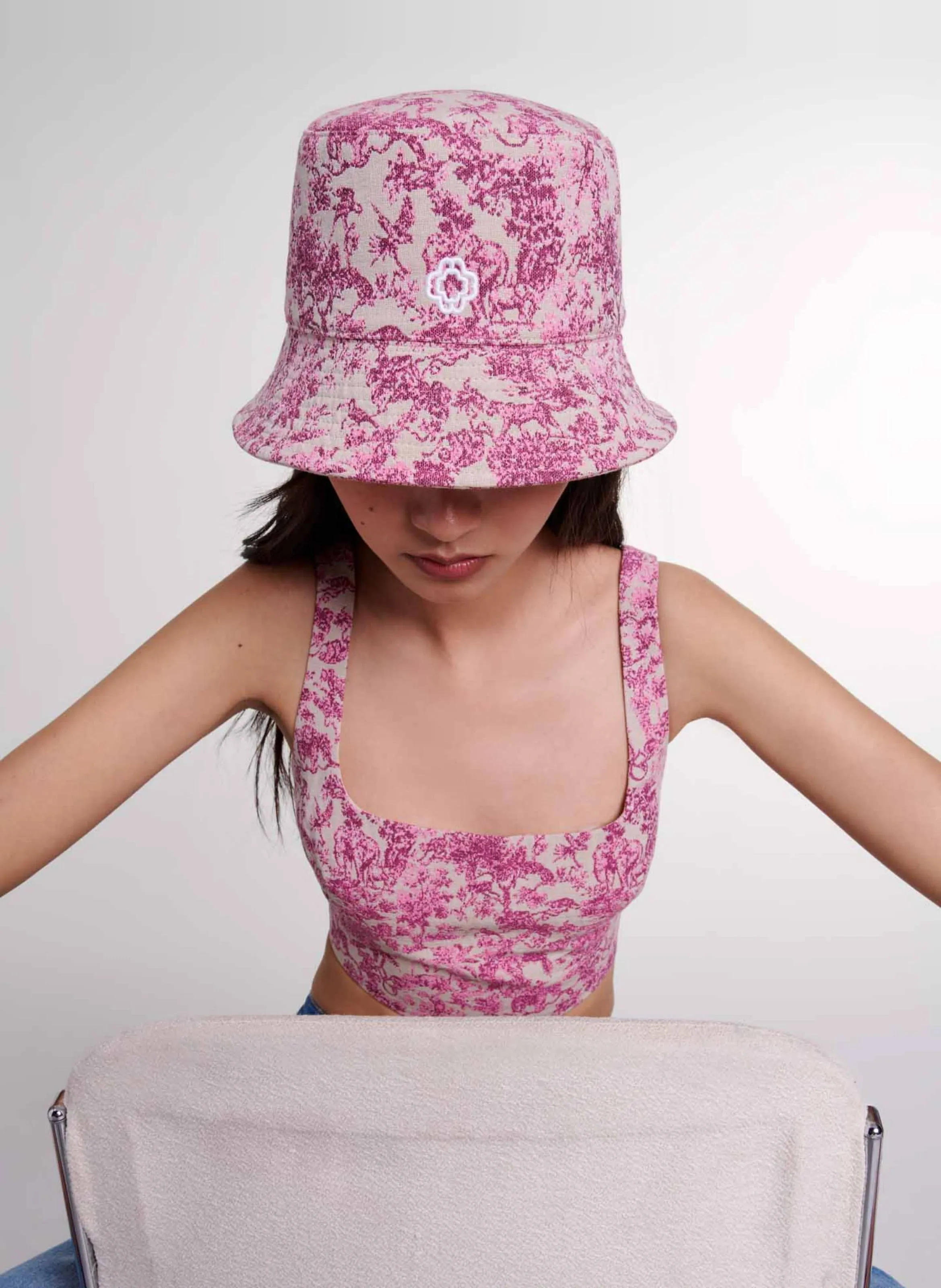 MAJE  Bob imprimé en coton mélangé - Rose