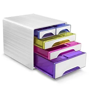 Module de classement HAPPY à 5 tiroirs blanc et multicolore