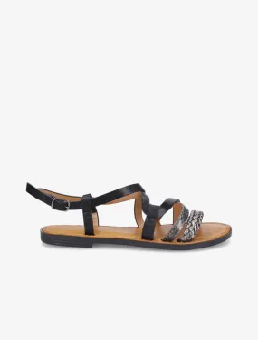 Nu-pieds croisés à tresse - Noir