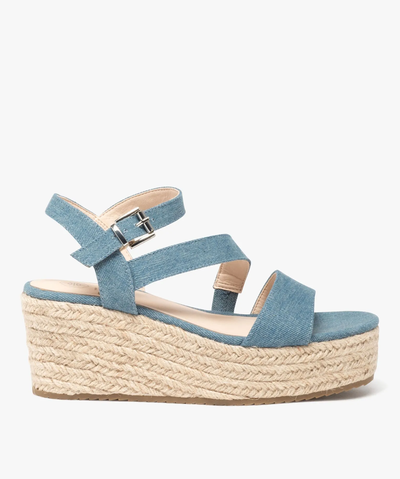 Nu-pieds femme à talon plat et bride tressée rose