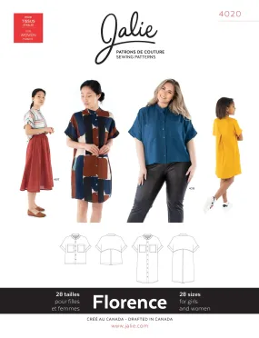 Patron de couture - Chemisier et robe FLORENCE 4020 | Patron papier - Jalie