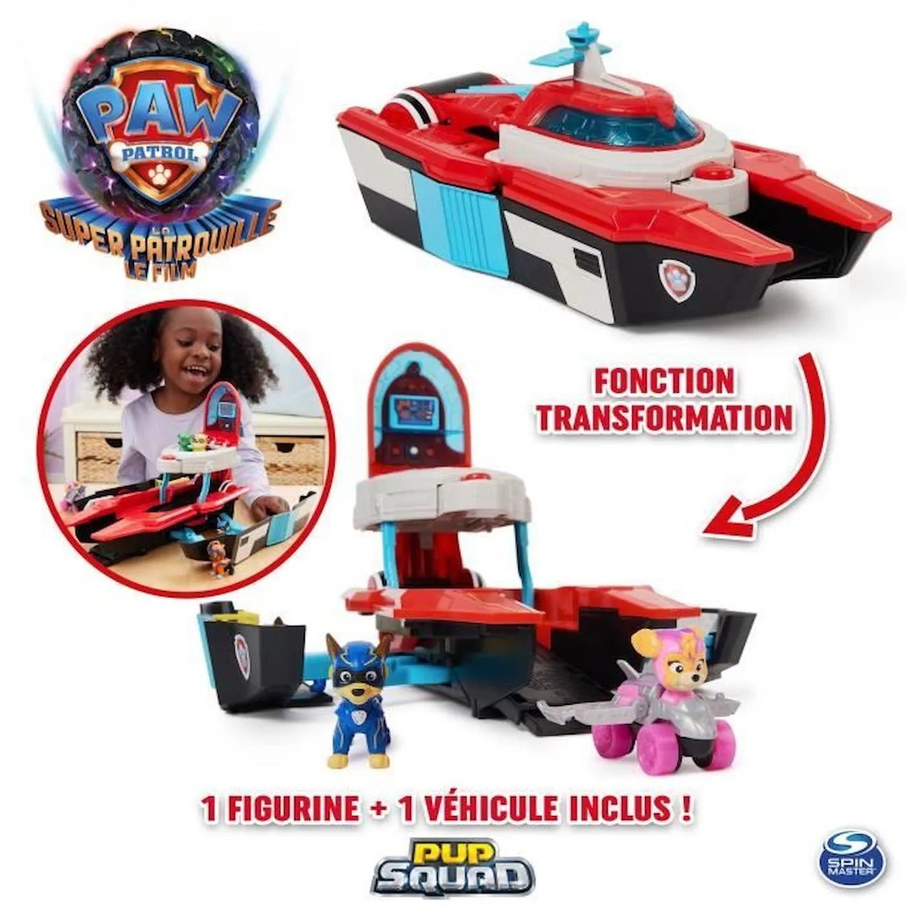 PAW PATROL - Quartier général marine - Pup Squad Stella - Jouet Naval pour Enfant dès 3 ans rouge - Pat' Patrouille