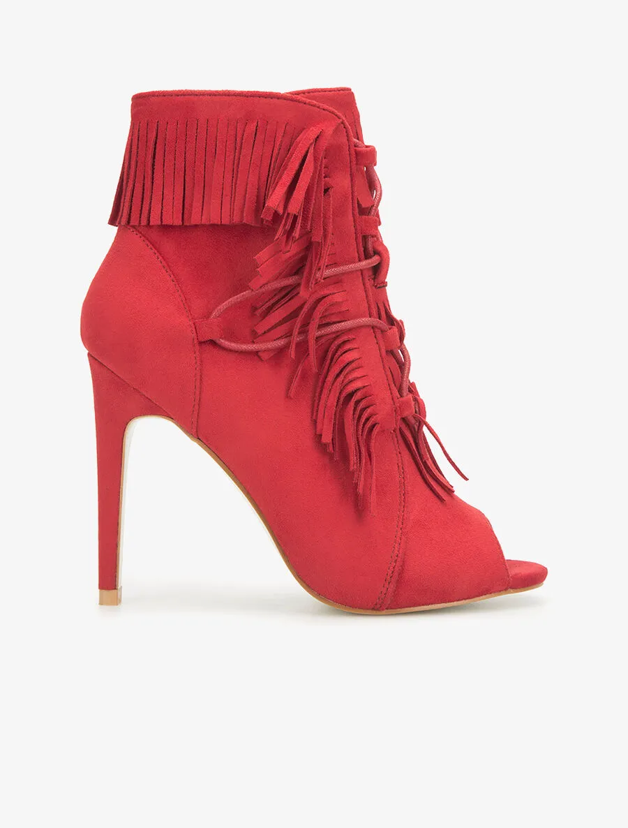 Peep-toes frangées - rouge