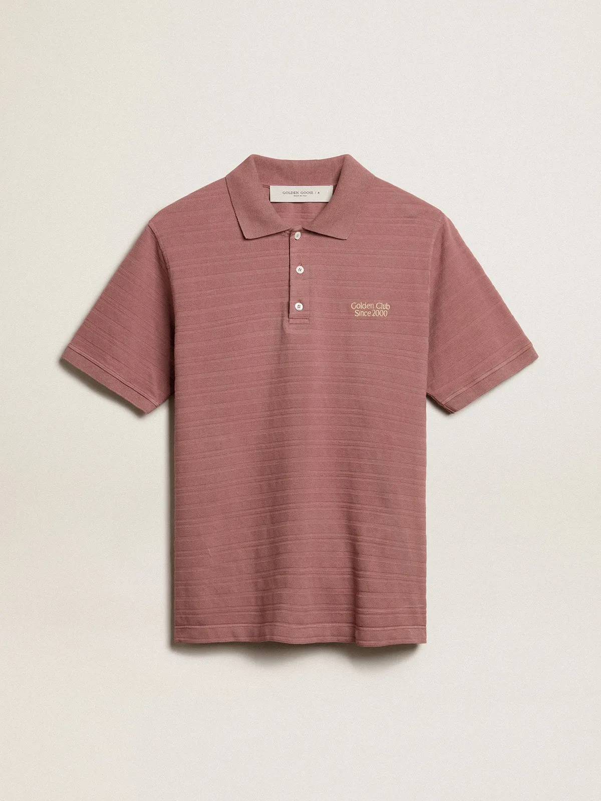 Polo en piqué de coton rose taupe | Golden Goose