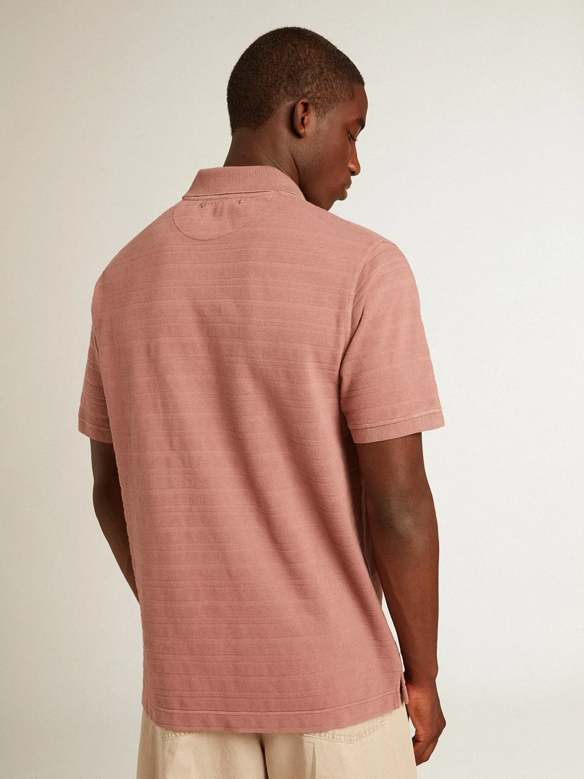 Polo en piqué de coton rose taupe | Golden Goose