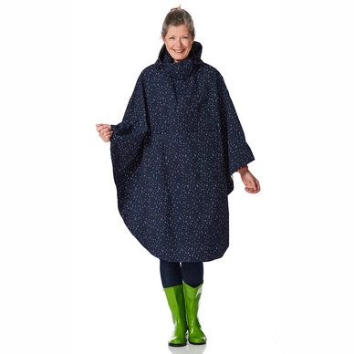 Poncho Happy Rainy Days Bike Cape Milou Dot Midnight Off White Bleu