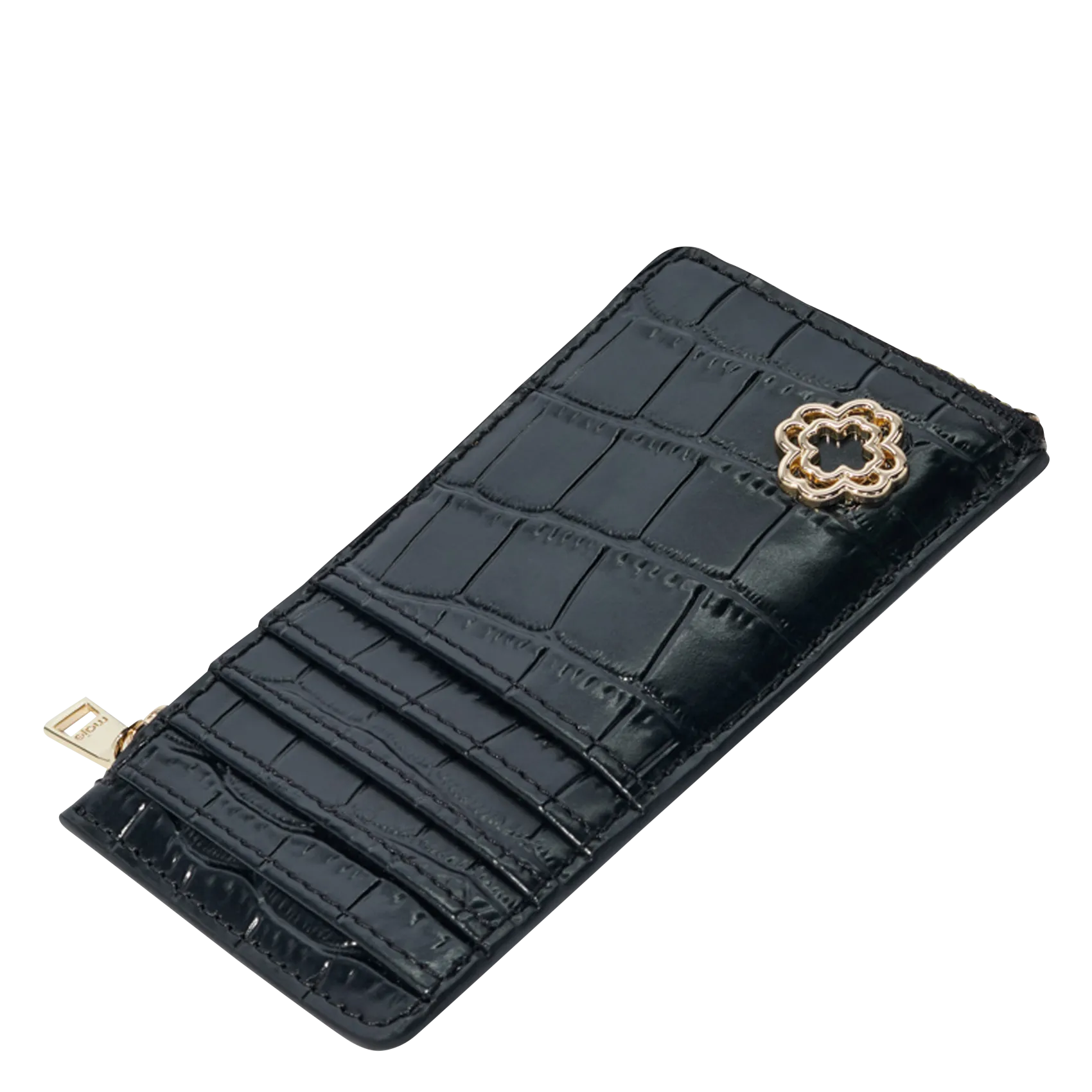 PORTE-CARTE EN CUIR EMBOSSé CROCO CLOVER - MAJE pour FEMME | Printemps
