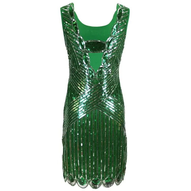 Robe Année 30 Courte Verte