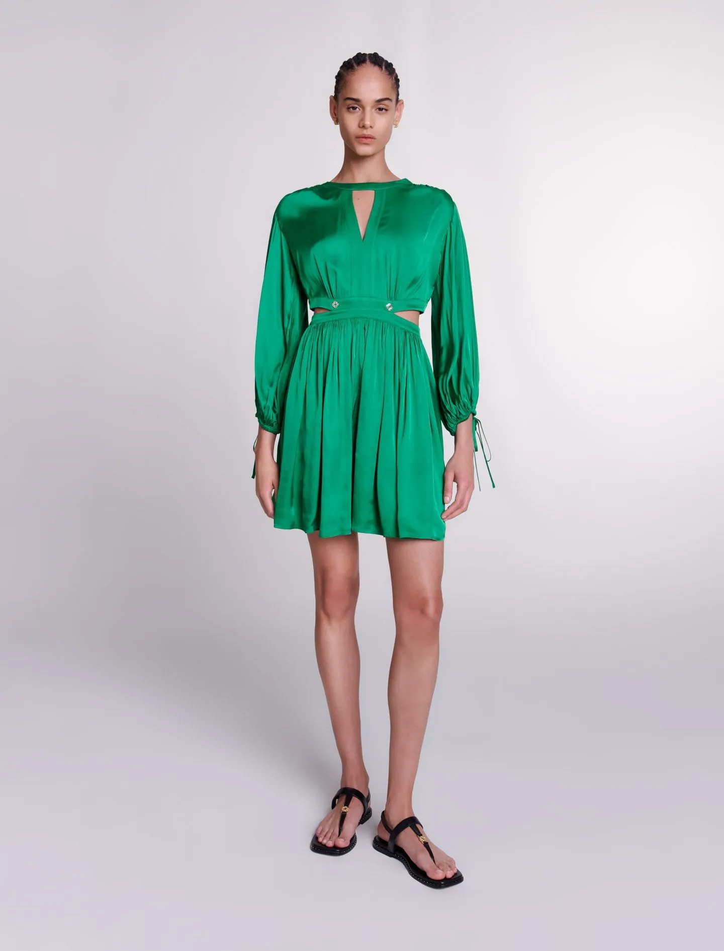 ROBE COURTE COL ROND EFFET SATINé - MAJE pour FEMME | Printemps