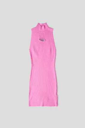 ROBE COURTE  COL ROUL EN MAILLE ROSE